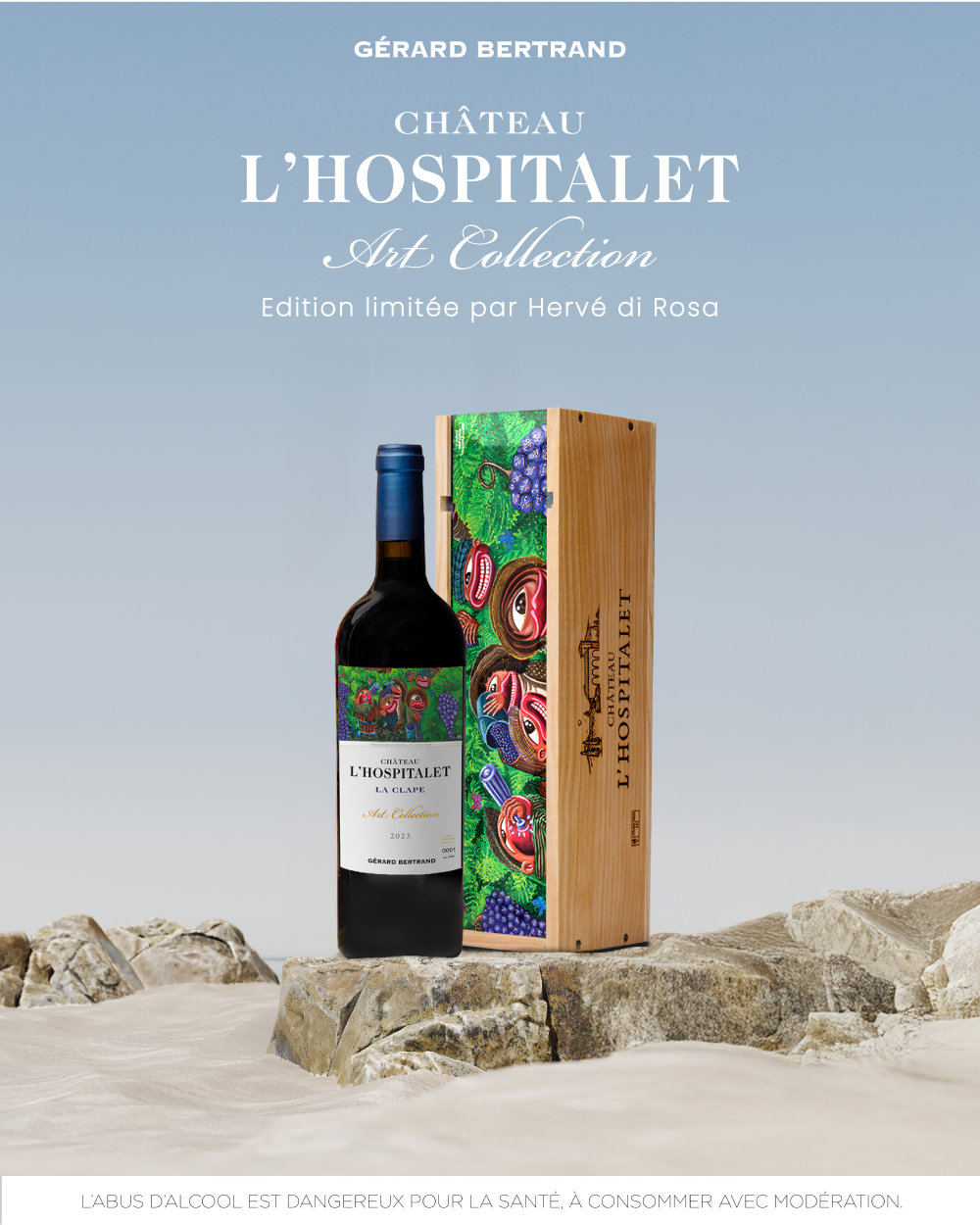 CHATEAU L'HOSPITALET ART COLLECTION DI ROSA Einzelkarton 75cl 2023 biodynamischer Rotwein