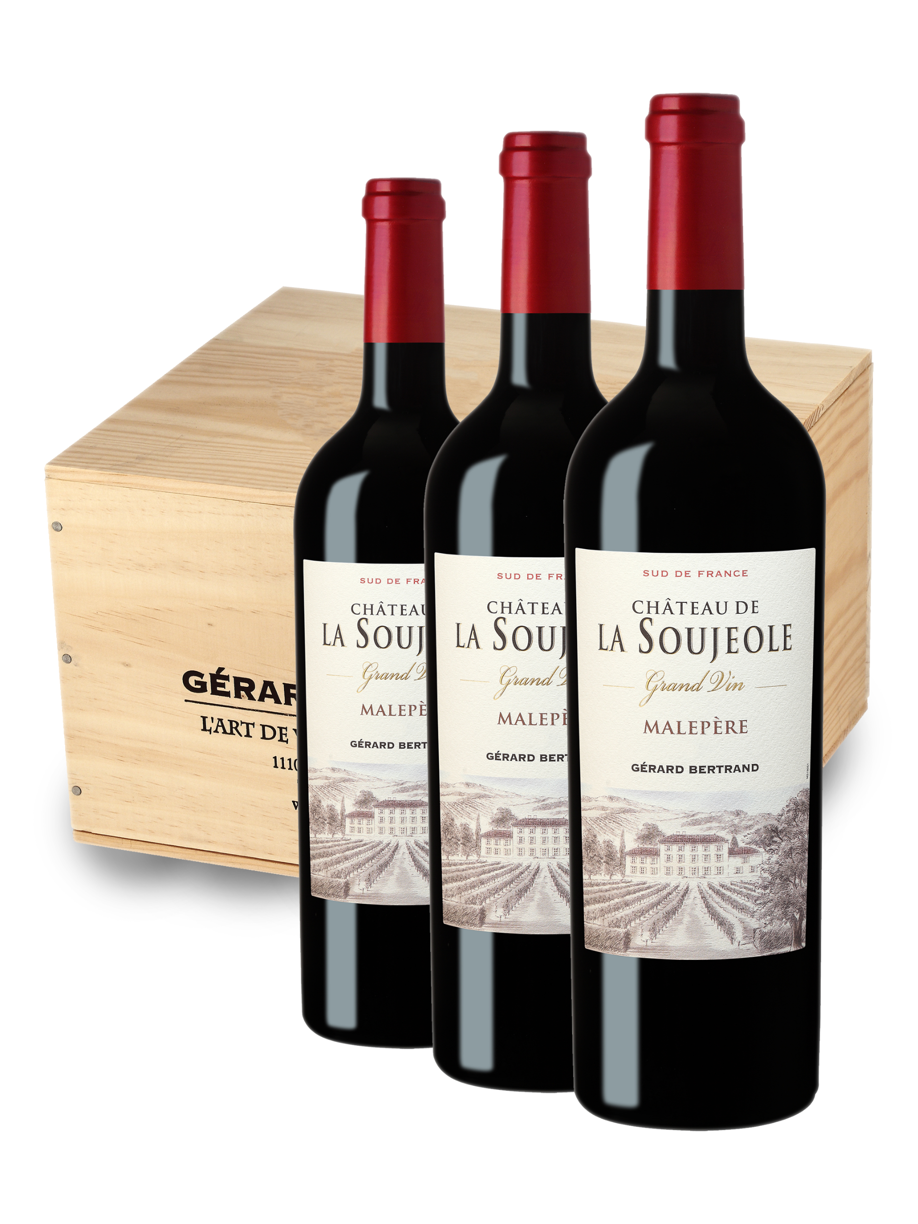 Château La Soujeole Grand Vin Rouge 75cl 2019 6er-Set mit Holzkiste - Gérard Bertrand