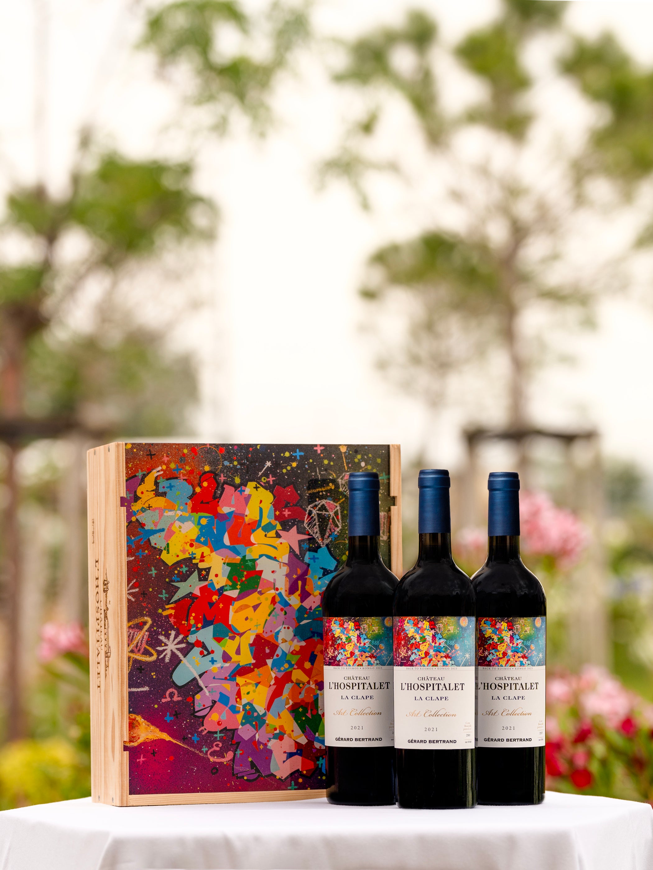 CHÂTEAU L’HOSPITALET ART COLLECTION Coffret 3x75cl 2021 - « BACK TO COSMOS » CYRIL KONGO - Gérard Bertrand