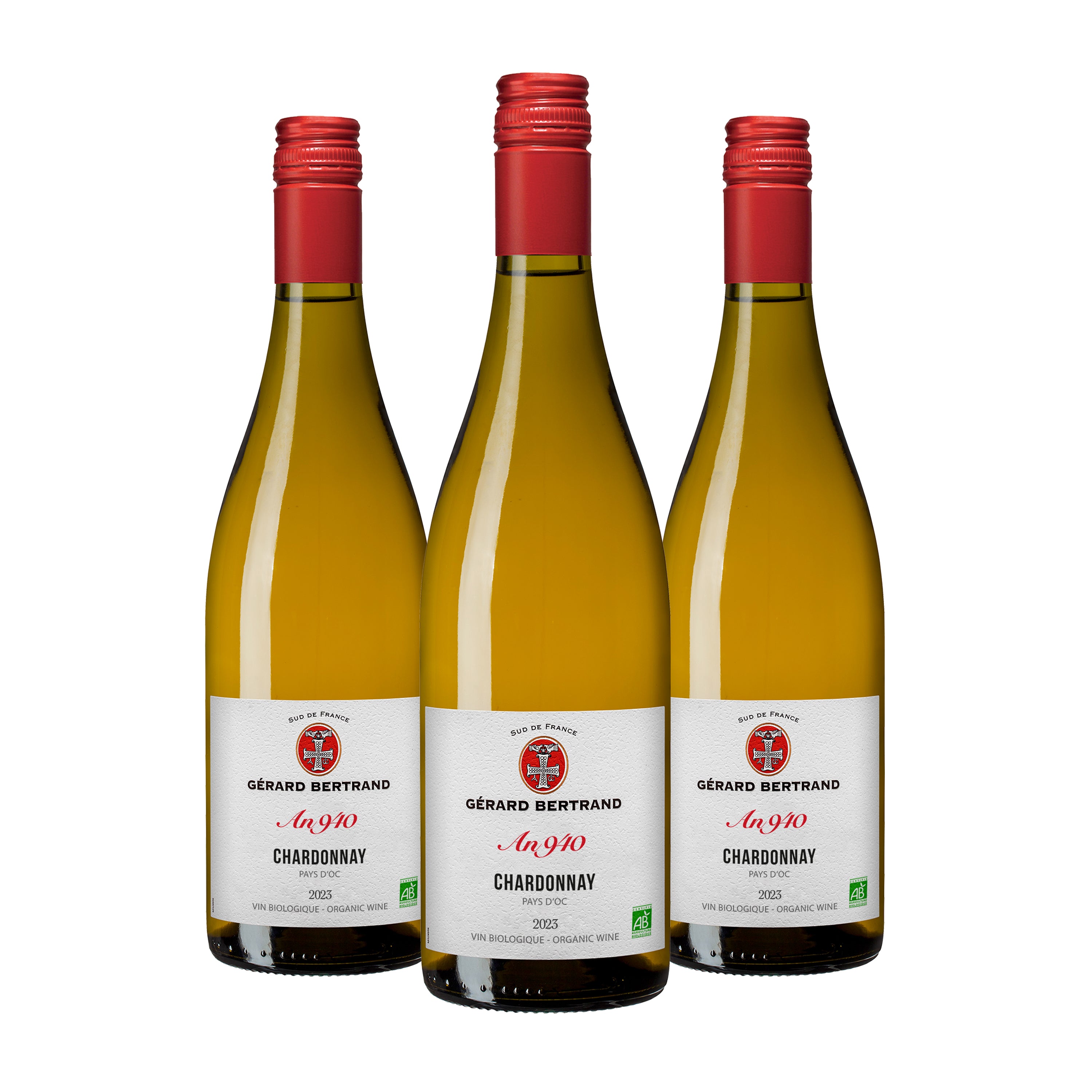 Héritage "An 940" Chardonnay 2024 Lot 3 bouteilles 75cl vin blanc bio - Gérard Bertrand