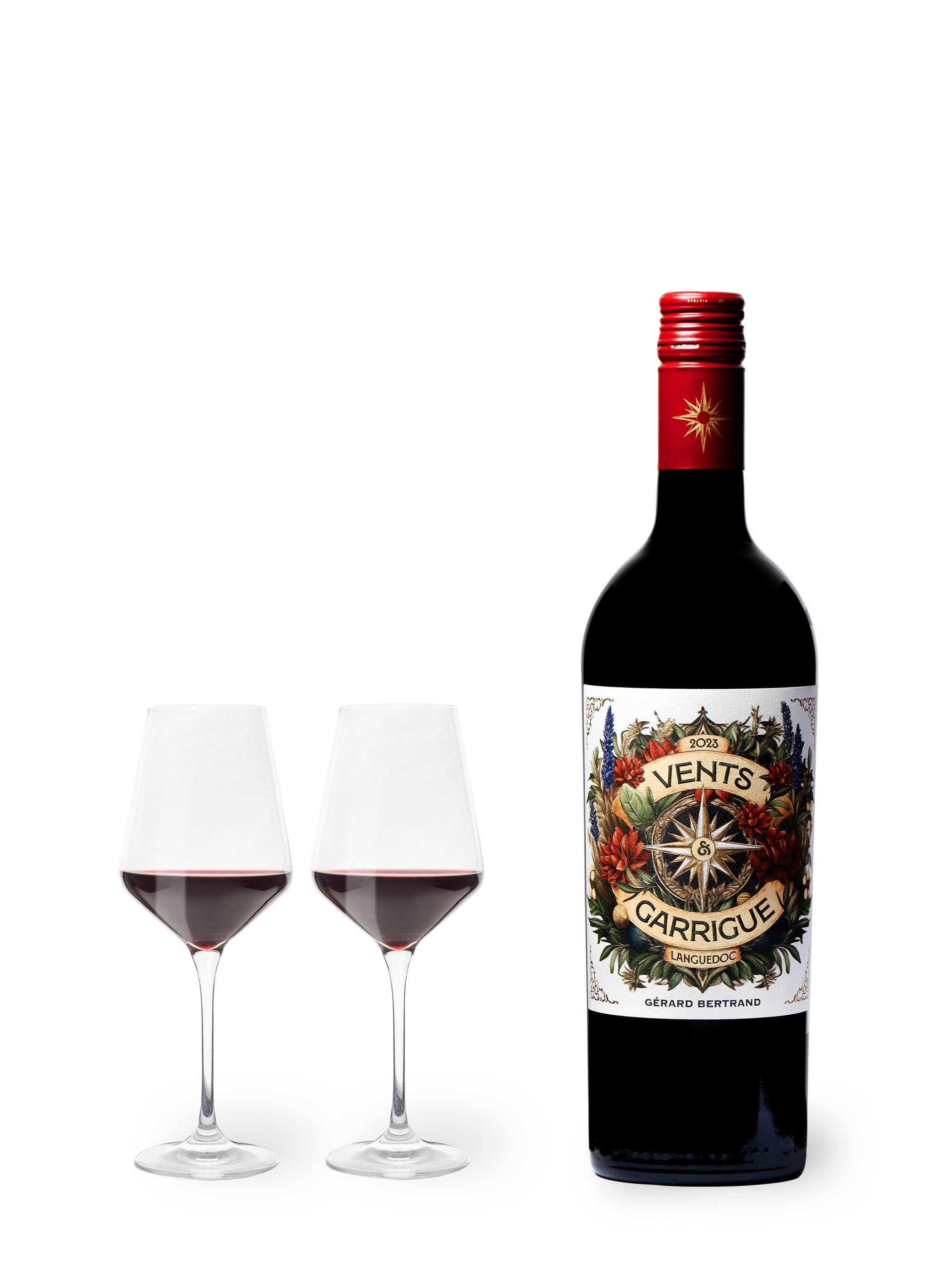 Vents & Garrigue Bio-Rotwein 2023 Charge mit 6 Flaschen 75cl