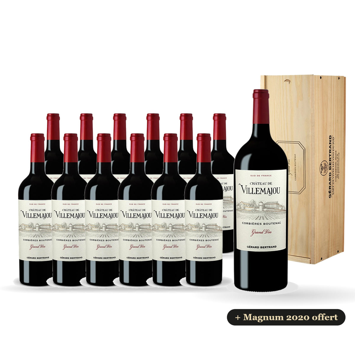 12er-Paket Château de Villemajou Grand Vin Rotwein 2023 mit kostenlosem Magnum 2020
