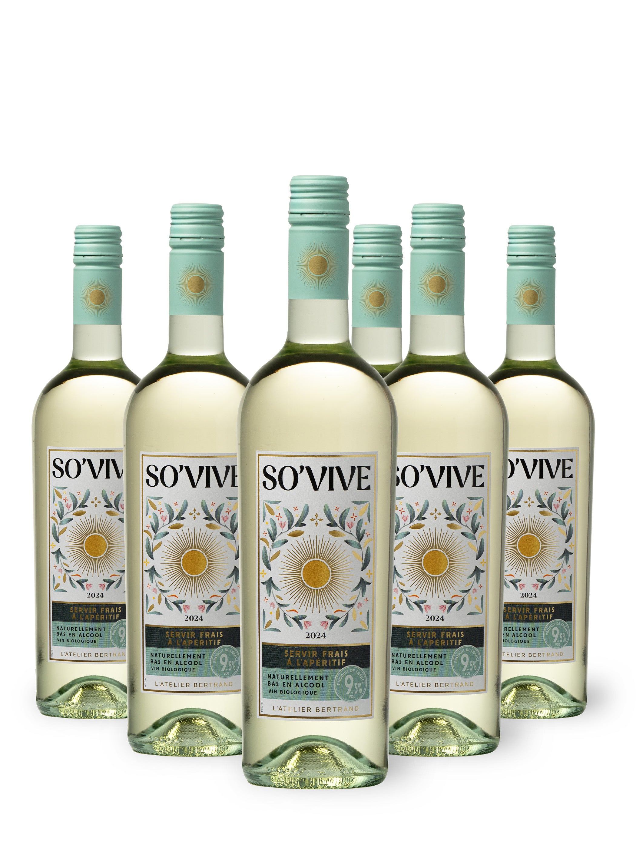 So'Vive Bio-Weißwein von Natur aus alkoholarm 2024 Charge mit 6 Flaschen 75cl