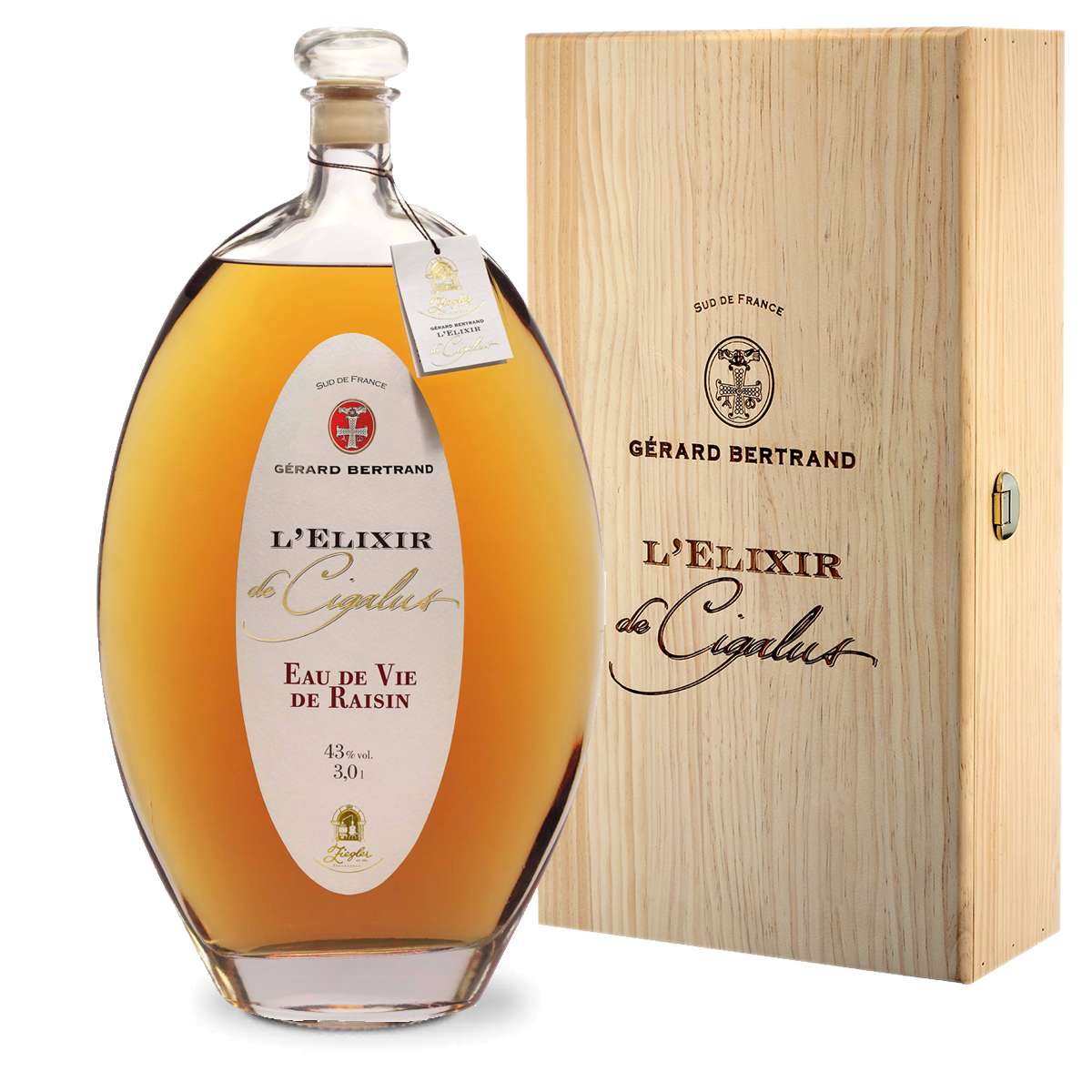 Das Elixir de Cigalus 3L und seine Holzkiste